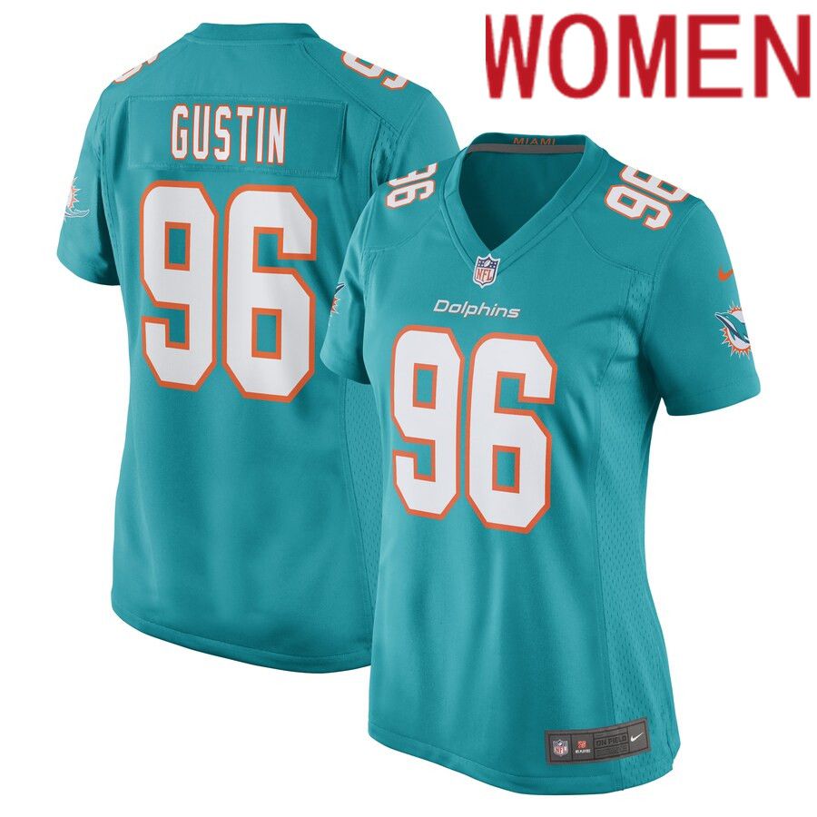 Women Miami Dolphins 96 Porter Gustin Nike Aqua Game Player NFL Jersey